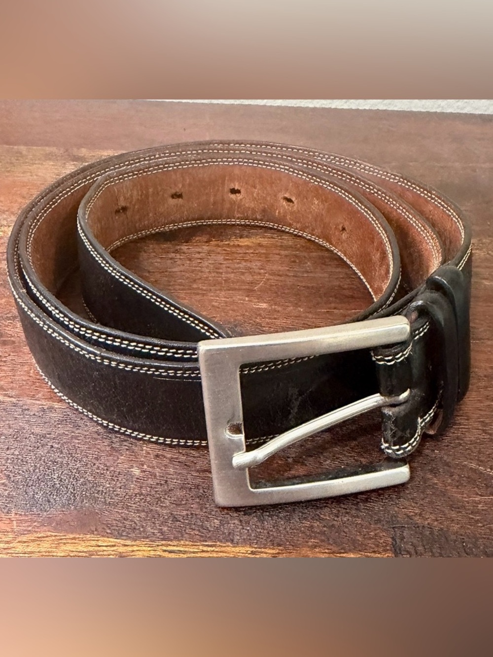 Robert Talbot Men's Brown Leather Belt with Silver Buckle size 40 made in Italy
